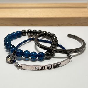 LFL Star Wars Rebel Alliance Bracelet Lot of 3 Blue Gunmetal Arm Party Lucasfilm